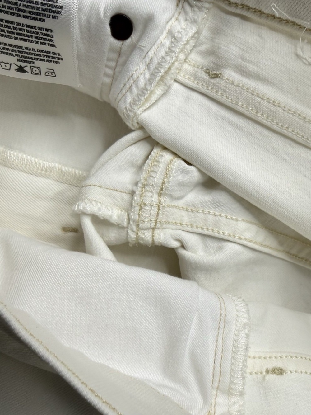 Agolde Ren High-Rise Wide-Leg Jeans Pants Women's Sz 27 Off White Button Fly - Picture 12 of 13